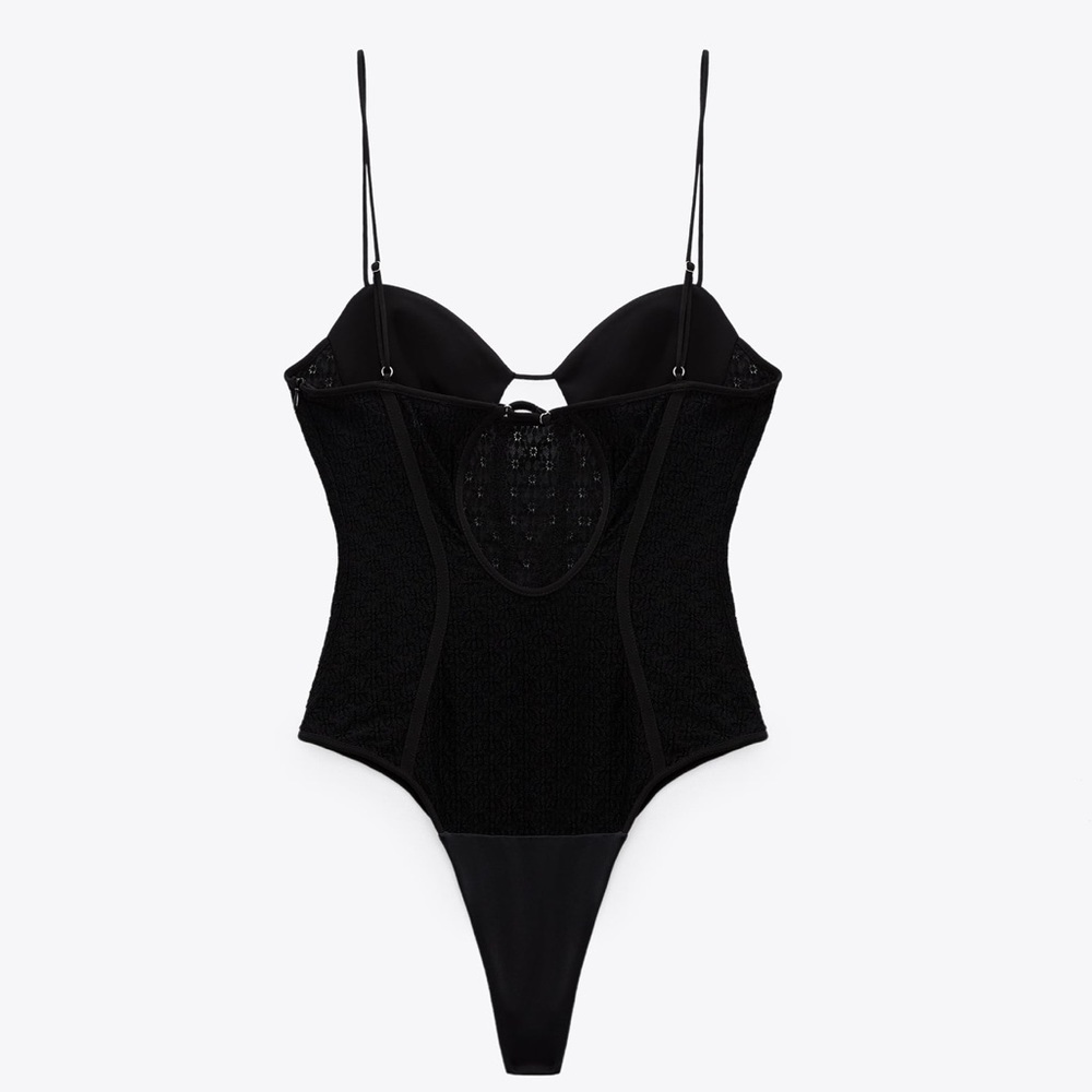 Zara lace bodysuit corset cut out , openwork embroidery - Picture 6 of 12